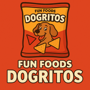 Dogritos parody dog toy shaped like a Doritos chip bag, funny squeaky pet toy.